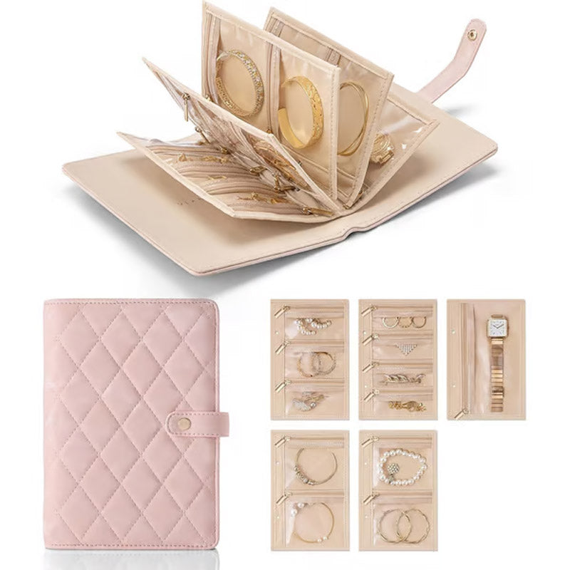 Achetez-en 2, le 3e est offert : élégant sac de rangement à carreaux pour bijoux, à emporter partout.
