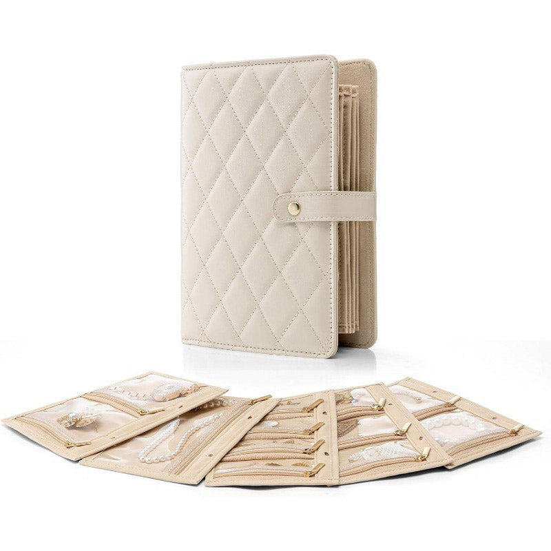 Achetez-en 2, le 3e est offert : élégant sac de rangement à carreaux pour bijoux, à emporter partout.