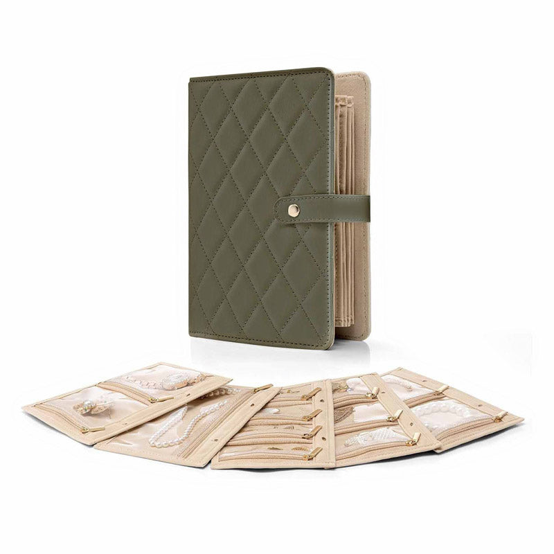 Achetez-en 2, le 3e est offert : élégant sac de rangement à carreaux pour bijoux, à emporter partout.
