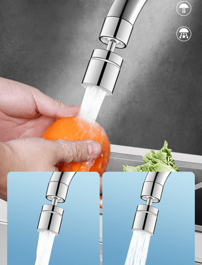 Robinet pivotant à 360° pour évier de cuisine - Tête de robinet double fonction et pulvérisateur 2 jets
