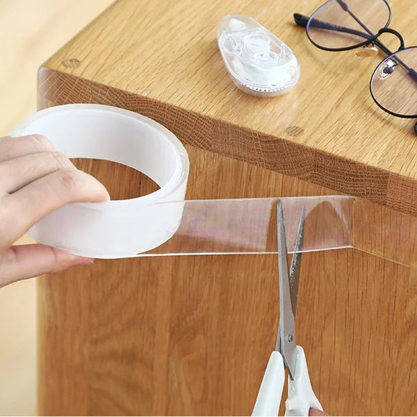 Nano transparent traceless reusable double-sided tape