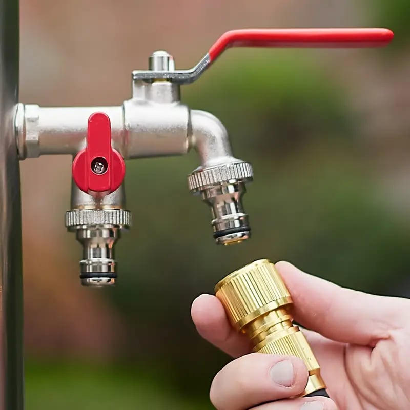 CLAIR: 50 % DE RÉDUCTION Robinet de jardin universel en acier inoxydable à double sortie Vannes indépendantes, très résistant et facile à installer