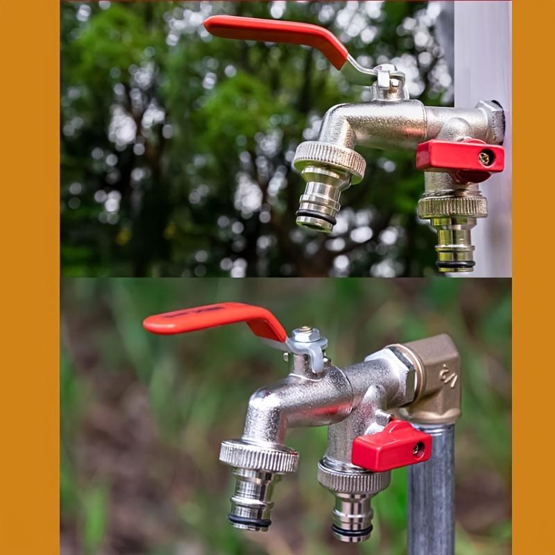 CLAIR: 50 % DE RÉDUCTION Robinet de jardin universel en acier inoxydable à double sortie Vannes indépendantes, très résistant et facile à installer