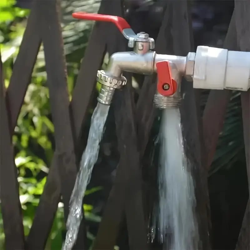 CLAIR: 50 % DE RÉDUCTION Robinet de jardin universel en acier inoxydable à double sortie Vannes indépendantes, très résistant et facile à installer