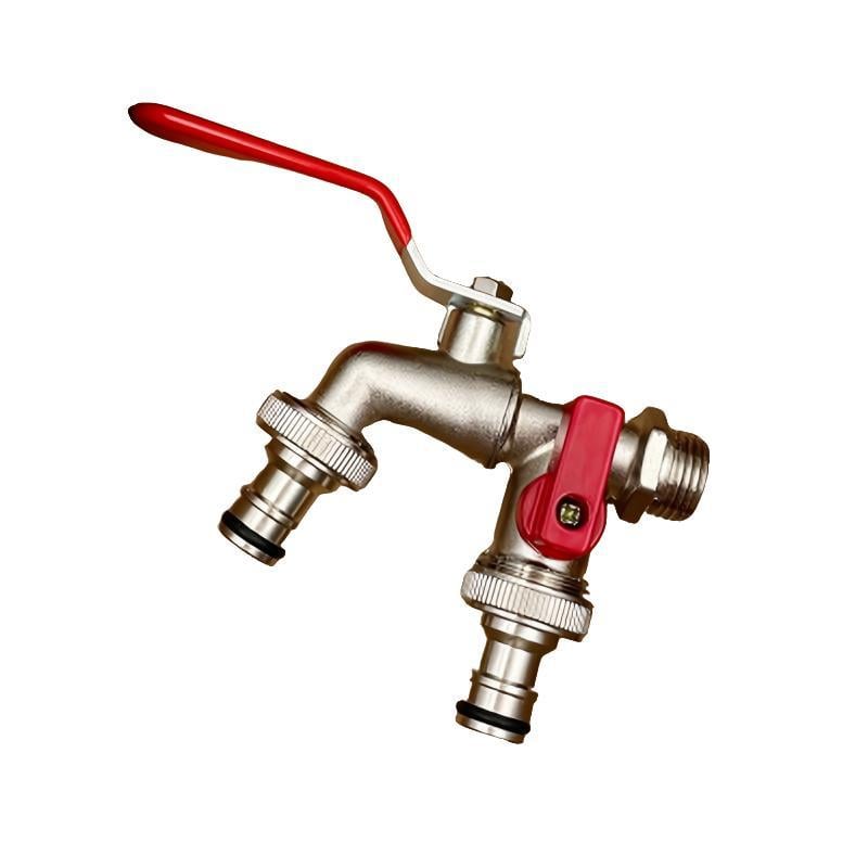 CLAIR: 50 % DE RÉDUCTION Robinet de jardin universel en acier inoxydable à double sortie Vannes indépendantes, très résistant et facile à installer