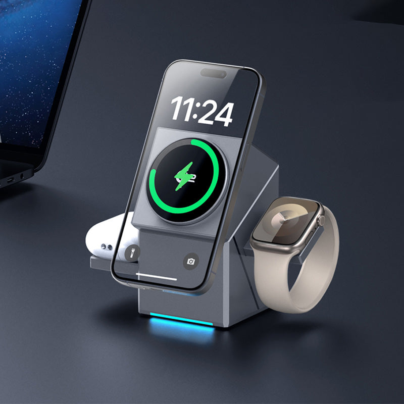 Offre spéciale - Station de recharge magnétique sans fil pliable 3 en 1