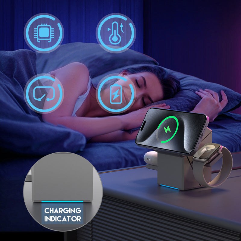 Offre spéciale - Station de recharge magnétique sans fil pliable 3 en 1