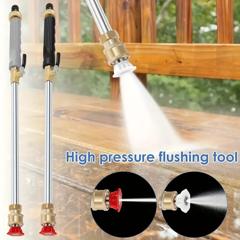 Pistolet à eau haute pression avec 3 buses interchangeables, alliage d'aluminium et laiton (nettoyage voiture et jardin)