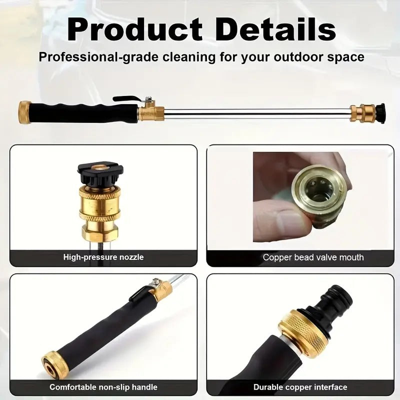 Pistolet à eau haute pression avec 3 buses interchangeables, alliage d'aluminium et laiton (nettoyage voiture et jardin)