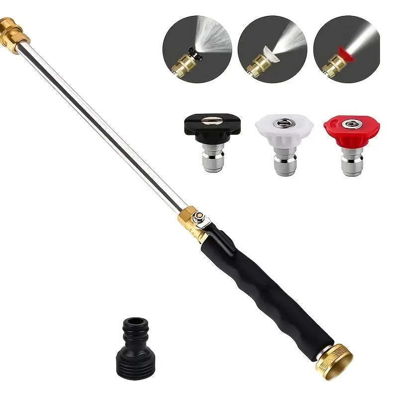 Pistolet à eau haute pression avec 3 buses interchangeables, alliage d'aluminium et laiton (nettoyage voiture et jardin)