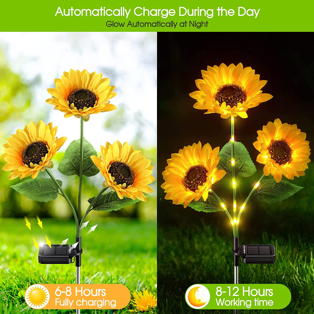 Jusqu'à 50 % de réduction sur la Lampe Solaire Tournesol de Jardin, éclairage LED, Design Réaliste, 8h d'Autonomie