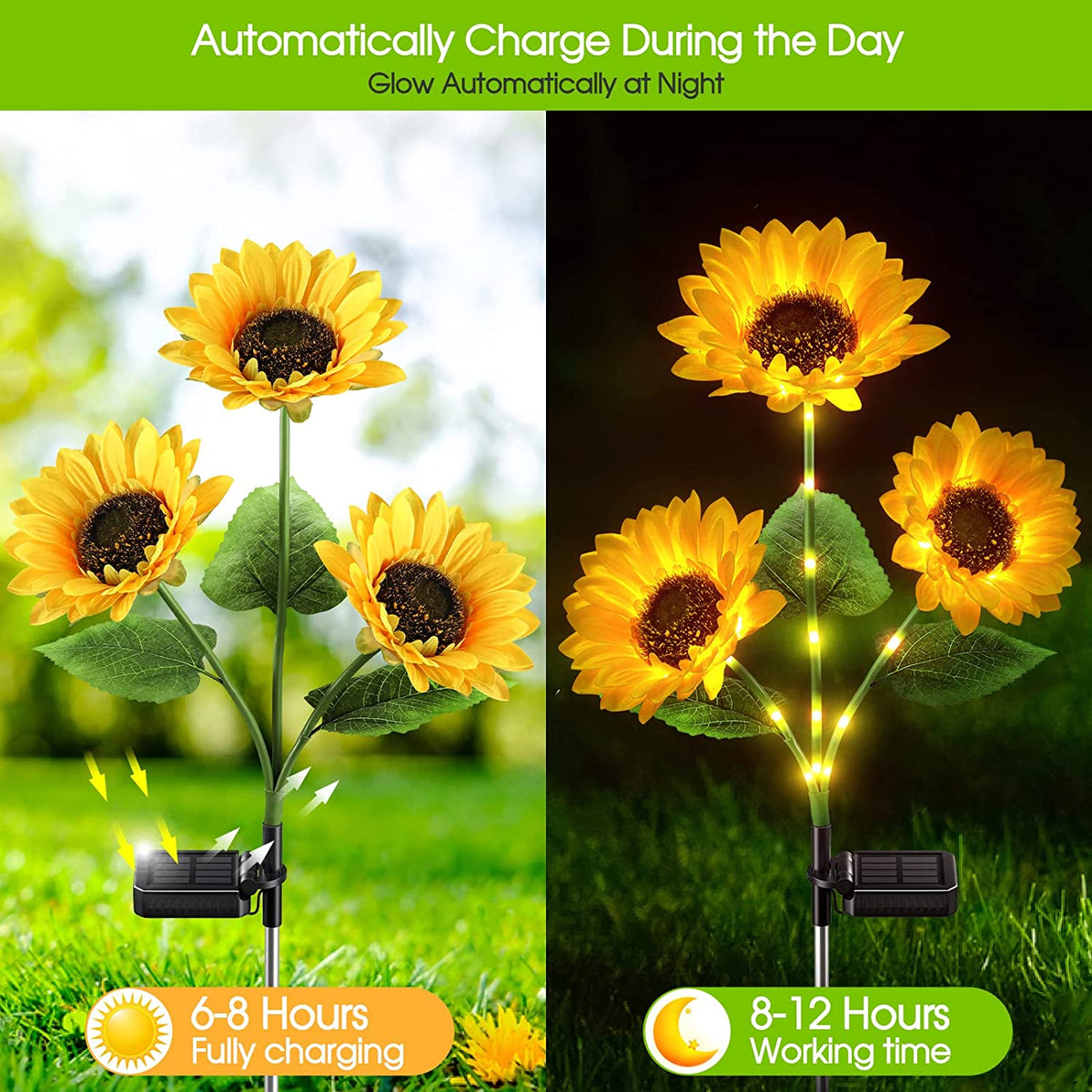 Jusqu'à 50 % de réduction sur la Lampe Solaire Tournesol de Jardin, éclairage LED, Design Réaliste, 8h d'Autonomie