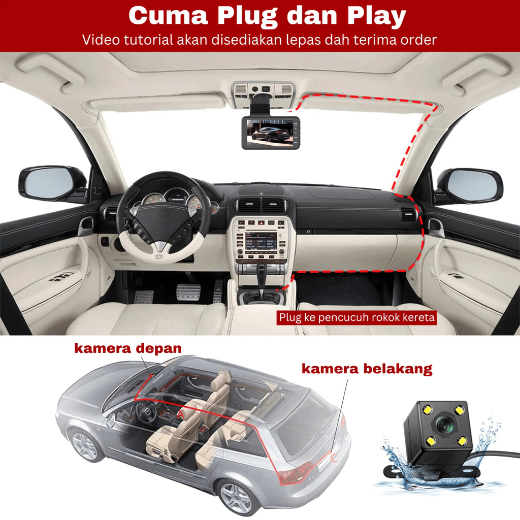 Enregistreur de voiture HD 1080P grand angle 170° avec vision nocturne