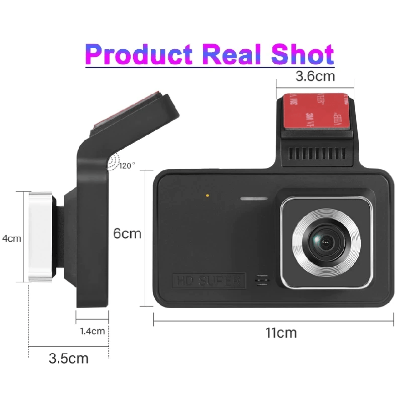 Enregistreur de voiture HD 1080P grand angle 170° avec vision nocturne