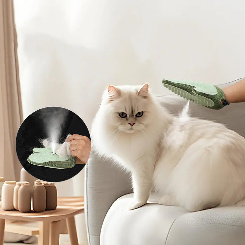 Gants de toilettage pour chiens et chats avec spray intégré
