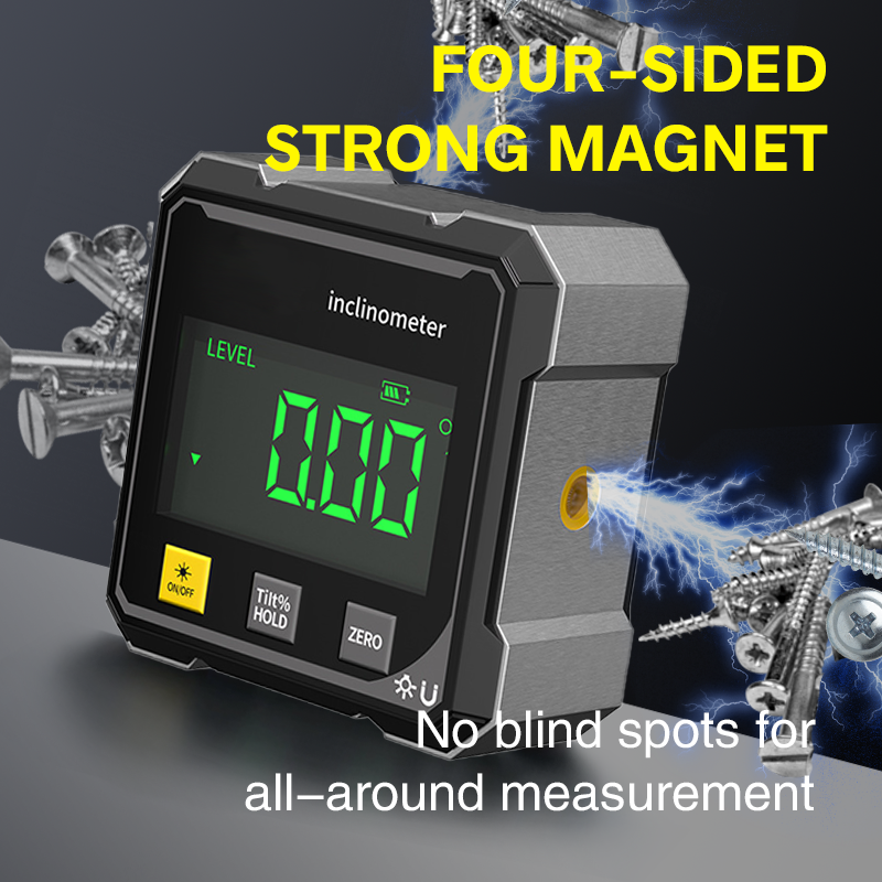 Digital Magnetic 4-Sided Angle Gauge with Laser