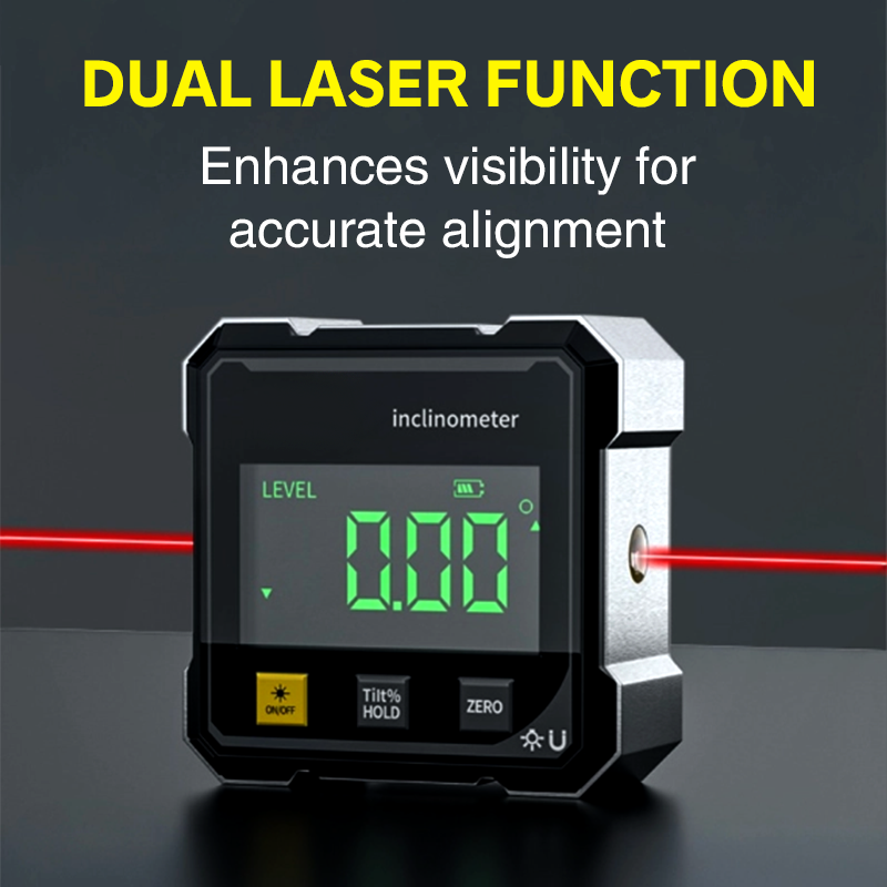 Digital Magnetic 4-Sided Angle Gauge with Laser