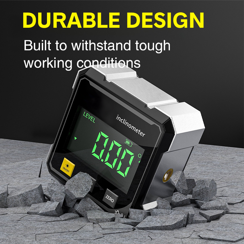 Digital Magnetic 4-Sided Angle Gauge with Laser