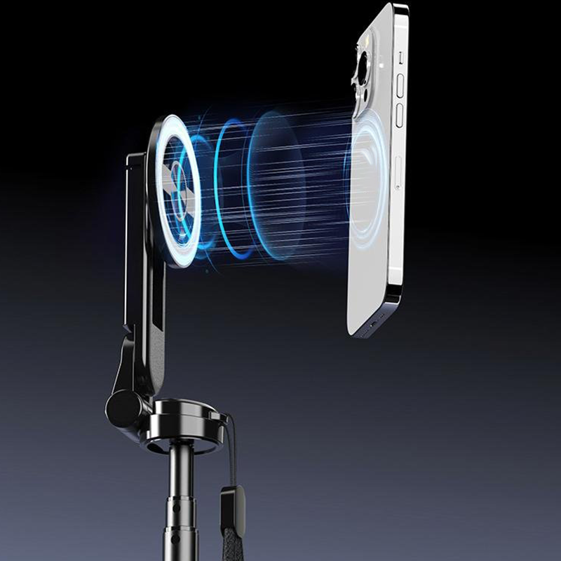 Perche Selfie Magnétique Multifonction 4-en-1 avec Rotation 360