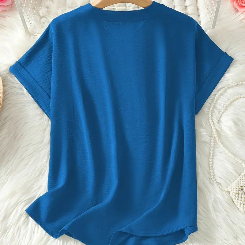 Printemps : 50 % DE RÉDUCTION Haut ample uni à manches courtes, très tendance