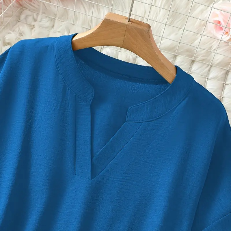 Printemps : 50 % DE RÉDUCTION Haut ample uni à manches courtes, très tendance