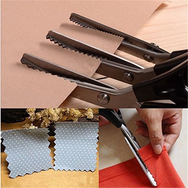 Ciseaux cranteurs en acier inoxydable à poignée ergonomique, anti-effilochage pour tissu, papier et cuir.