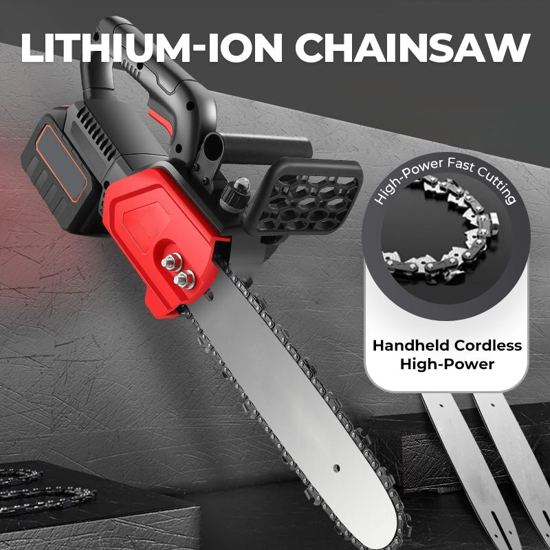 Tronçonneuse sans fil Lithium-Ion Moteur en cuivre pur | Coupe rapide,se bloque rarement | Sécurité anti-démarrage accidentel | Pare-copeaux | Polyvalente pour le jardinage, l'élagage et la coupe de bois de chauffage