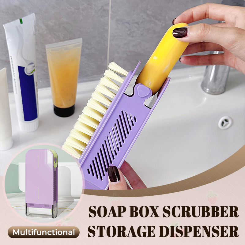 Multifunctional scrub, store, and soap dispenser