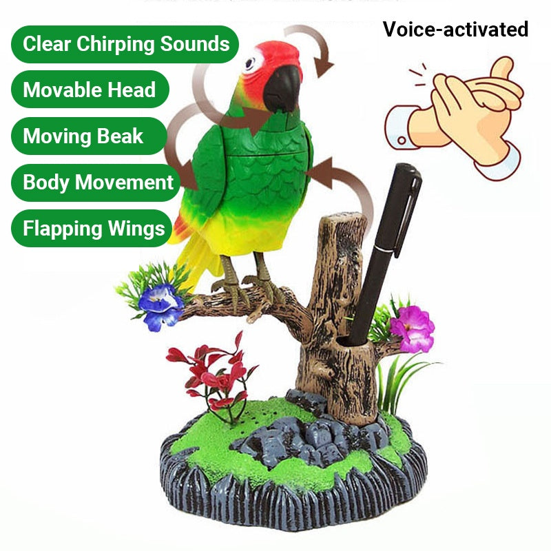 Jouet interactif en forme d'oiseau gazouillant activé par la voix