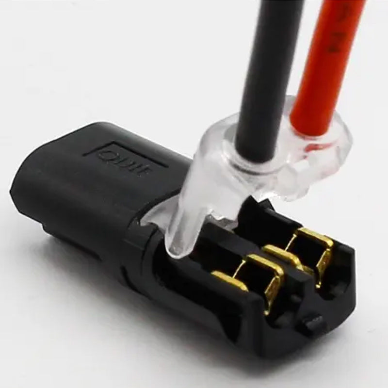 Double plug connector with snap-in locking
