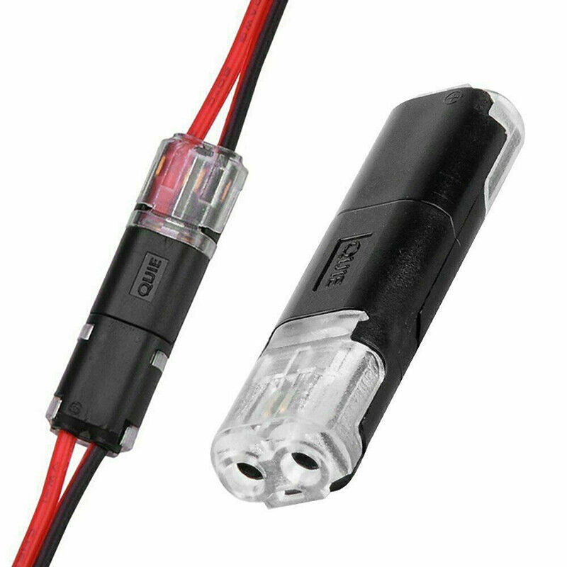 Double plug connector with snap-in locking