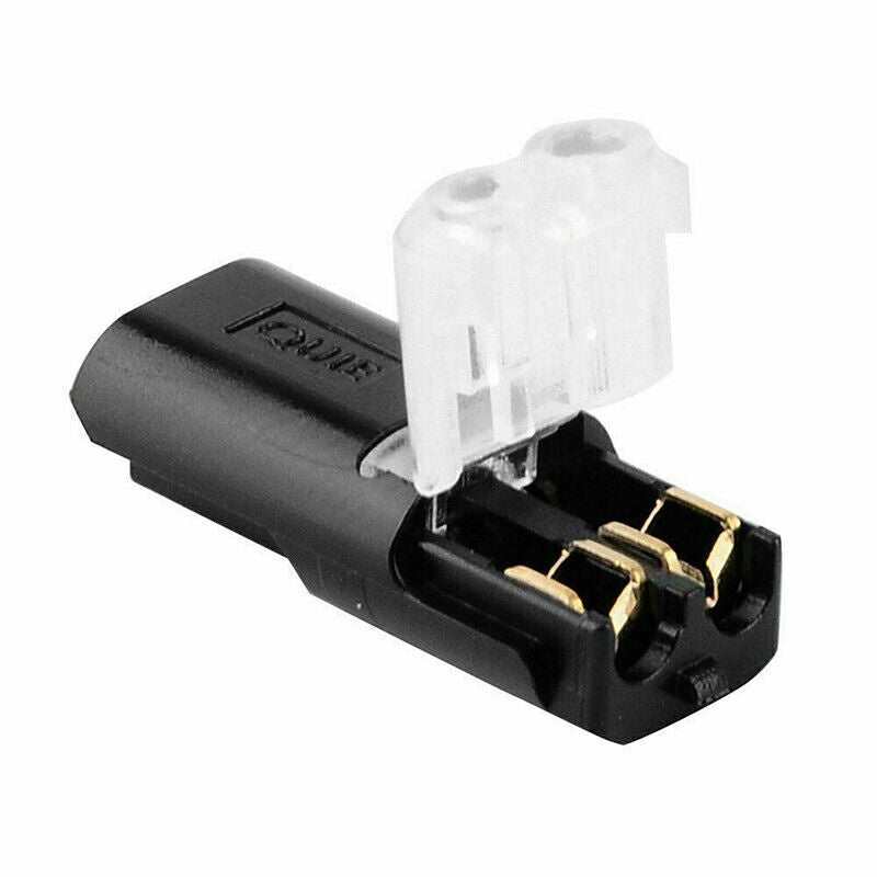 Double plug connector with snap-in locking