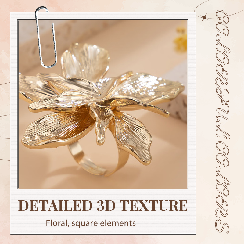 Oversized Artistic Pearls & Flowers Ring