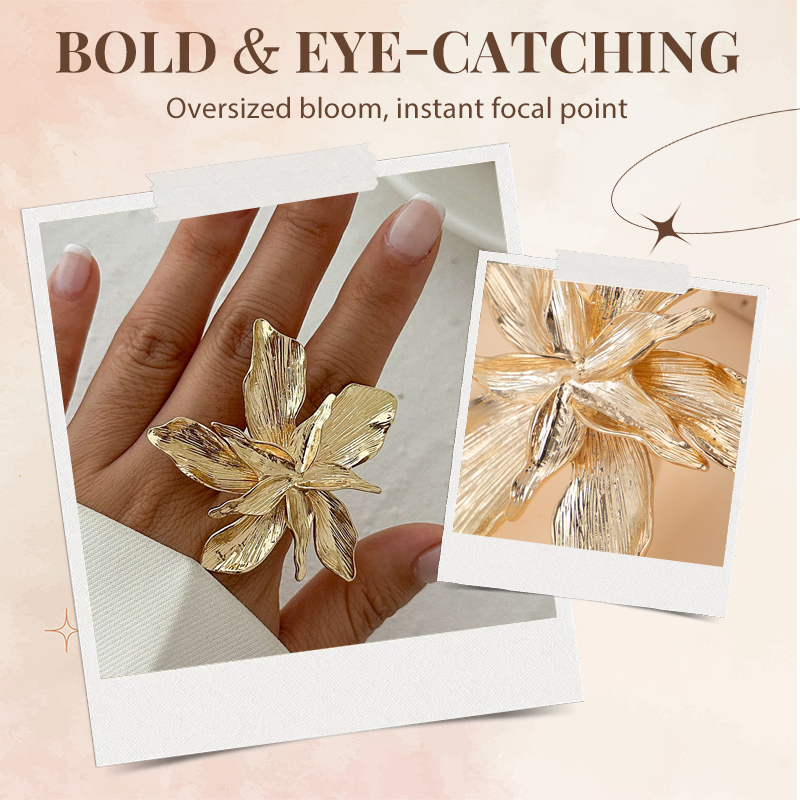 Oversized Artistic Pearls & Flowers Ring