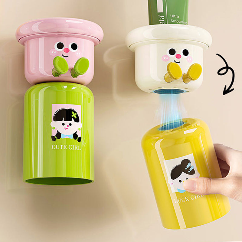 Adhesive toothbrush holder with magnetic suction cup
