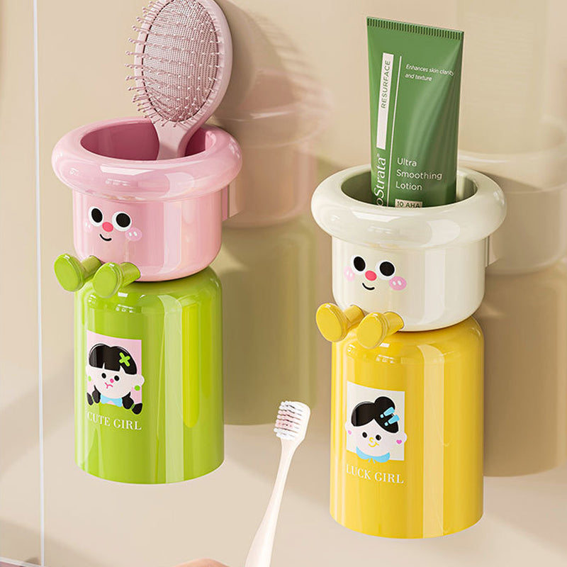 Adhesive toothbrush holder with magnetic suction cup