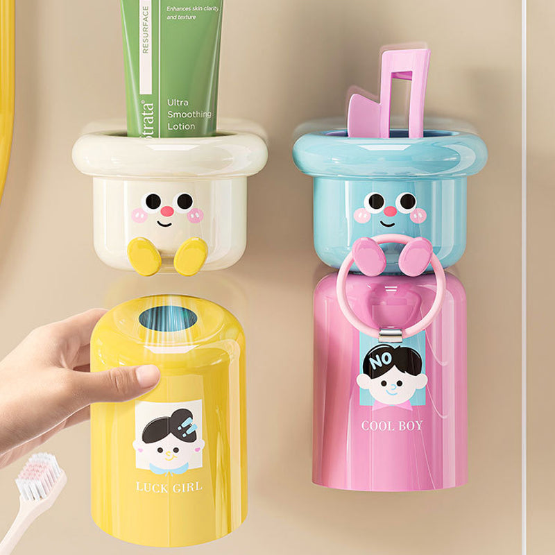 Adhesive toothbrush holder with magnetic suction cup