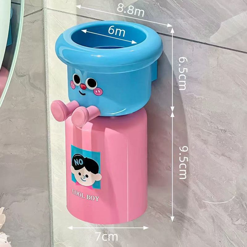 Adhesive toothbrush holder with magnetic suction cup