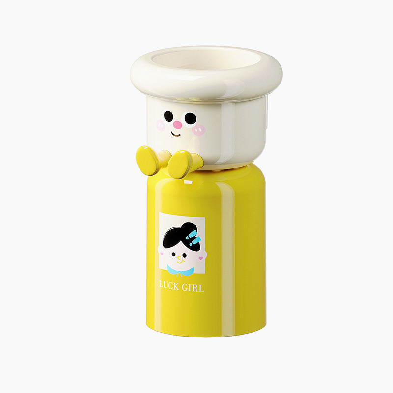 Adhesive toothbrush holder with magnetic suction cup