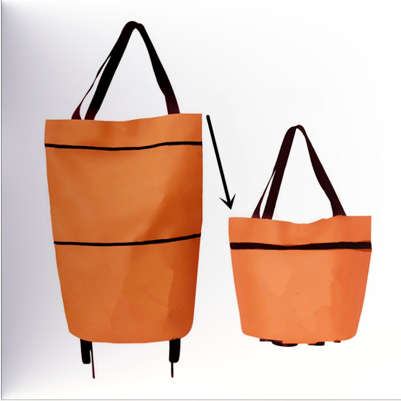 Sac de courses pliable 2-en-1 à roulettes avec roues style bagage