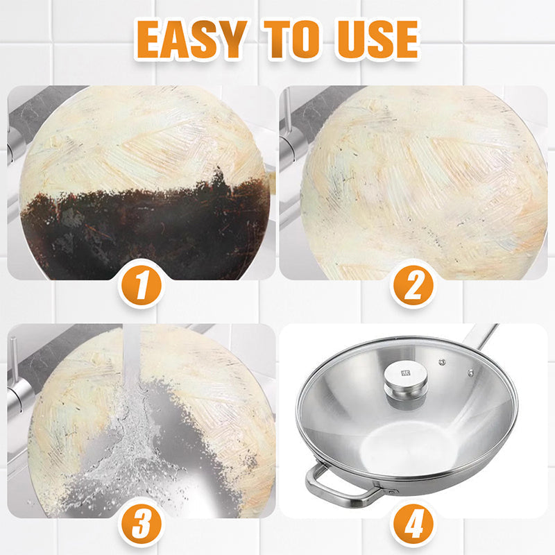 Pâte Dissolvante Résidus Brûlés - Nettoyage Profond pour Casseroles/Plats sans Rayurer, Élimine Graisse et Carbonisation en 5 Min
