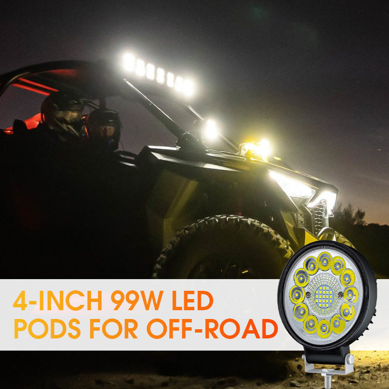 Projecteur LED 4 pouces 99W pour tout-terrain, 999 perles LED