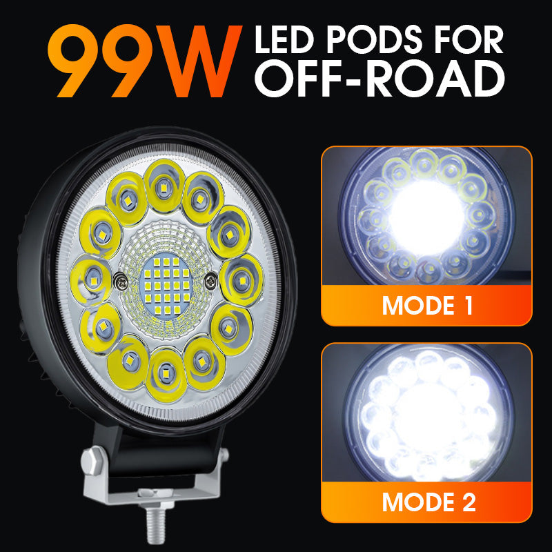 Projecteur LED 4 pouces 99W pour tout-terrain, 999 perles LED
