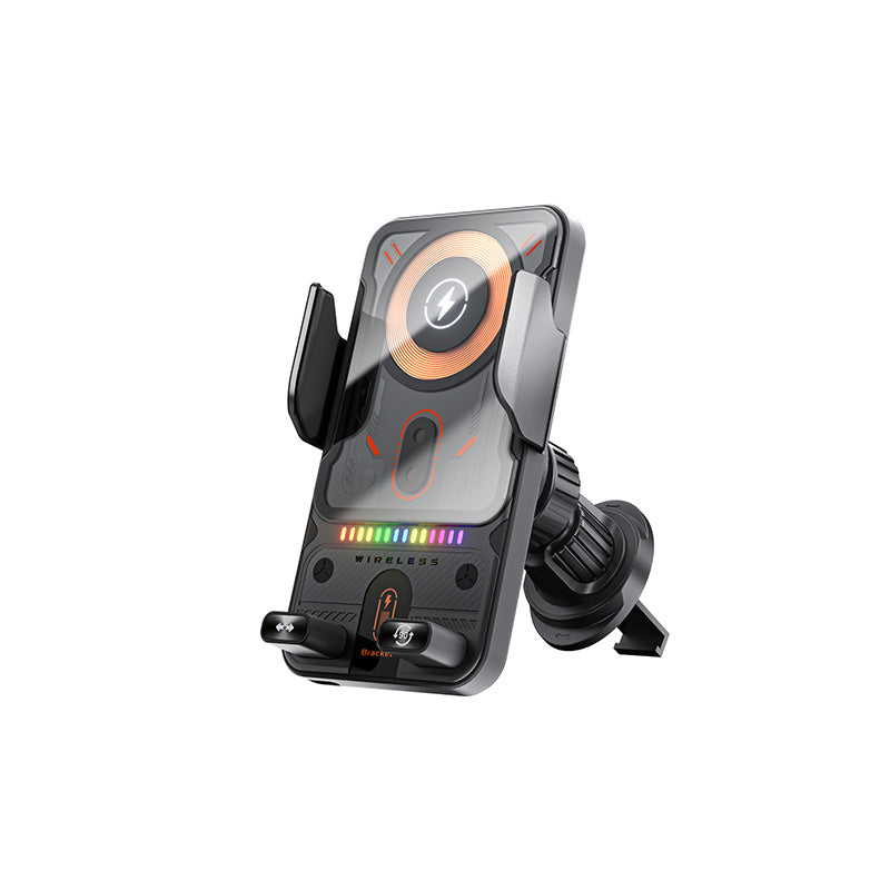 Support de téléphone de voiture intelligent 2-en-1 avec fonction pivotante et chargeur sans fil