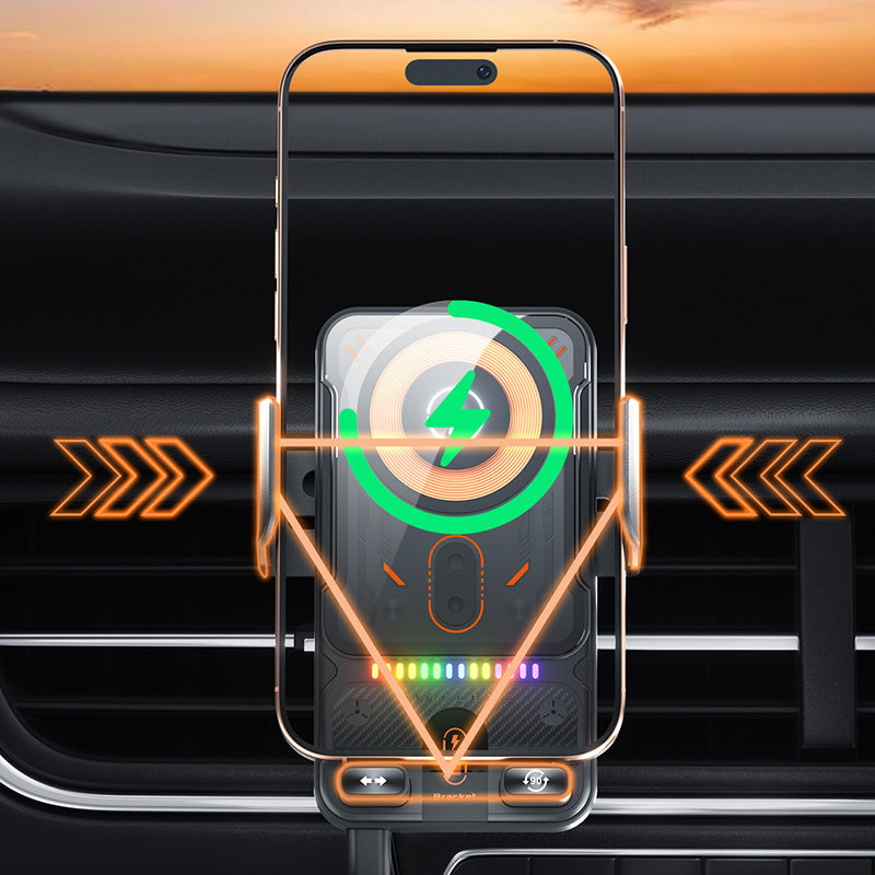 Support de téléphone de voiture intelligent 2-en-1 avec fonction pivotante et chargeur sans fil