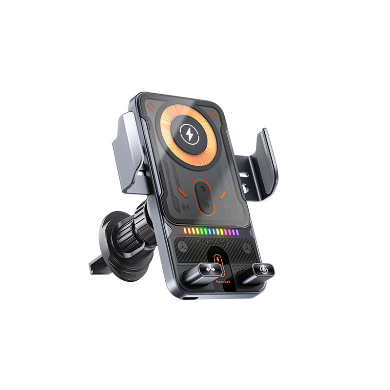 Support de téléphone de voiture intelligent 2-en-1 avec fonction pivotante et chargeur sans fil