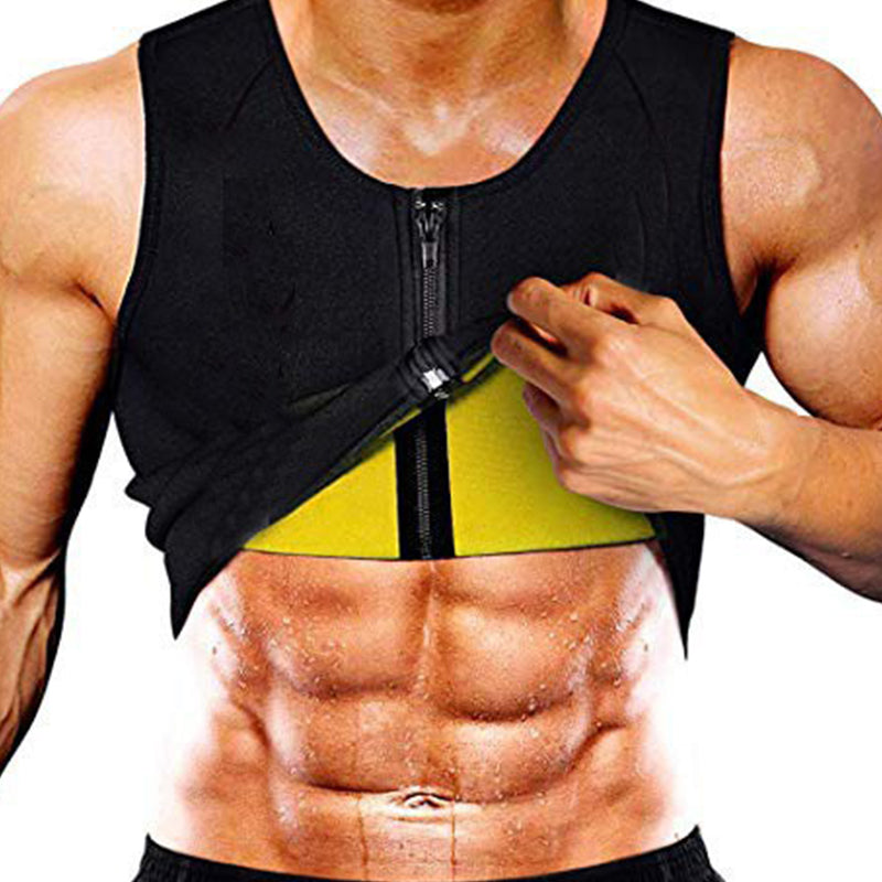 Débardeur de fitness pour homme | Fermeture éclair et effet amincissant