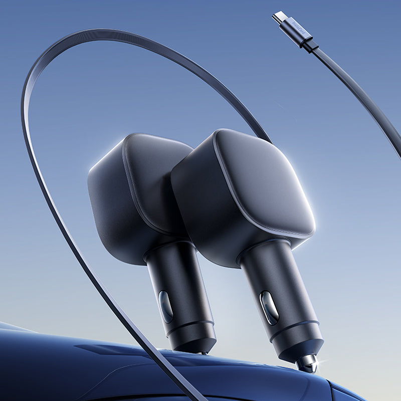 Chargeur de voiture compact à câble rétractable. 3 dernières heures : grande vente