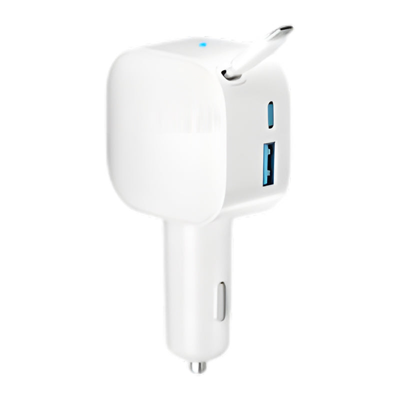 Chargeur de voiture compact à câble rétractable. 3 dernières heures : grande vente