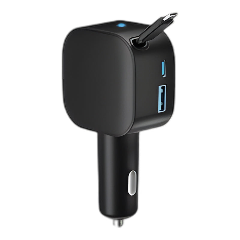 Chargeur de voiture compact à câble rétractable. 3 dernières heures : grande vente